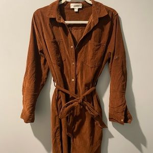 Brown Shirt Dress With Belt